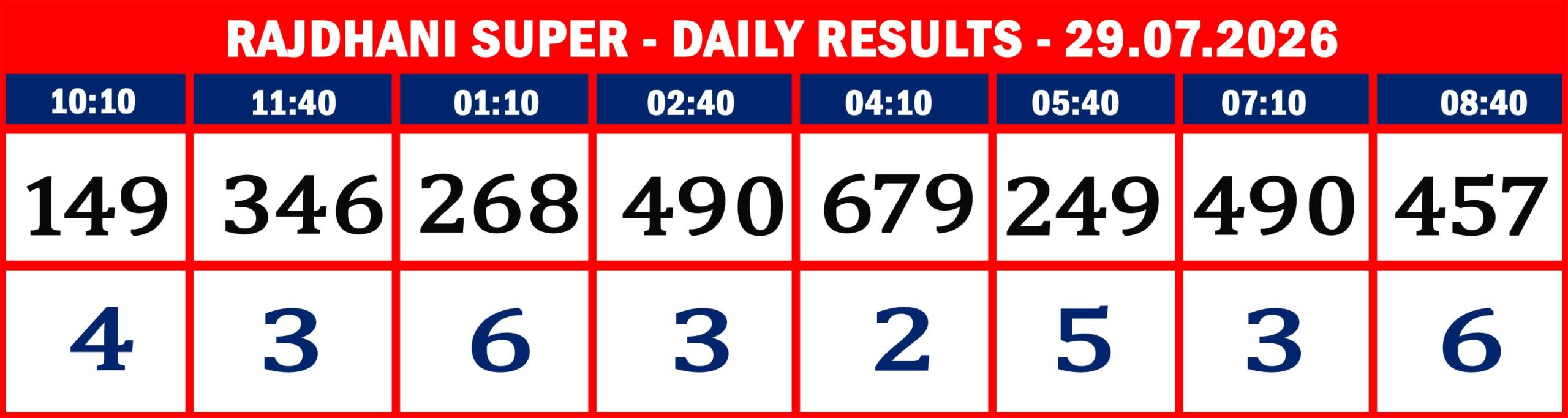 RAJDHANI RESULTS-29.07.26-08