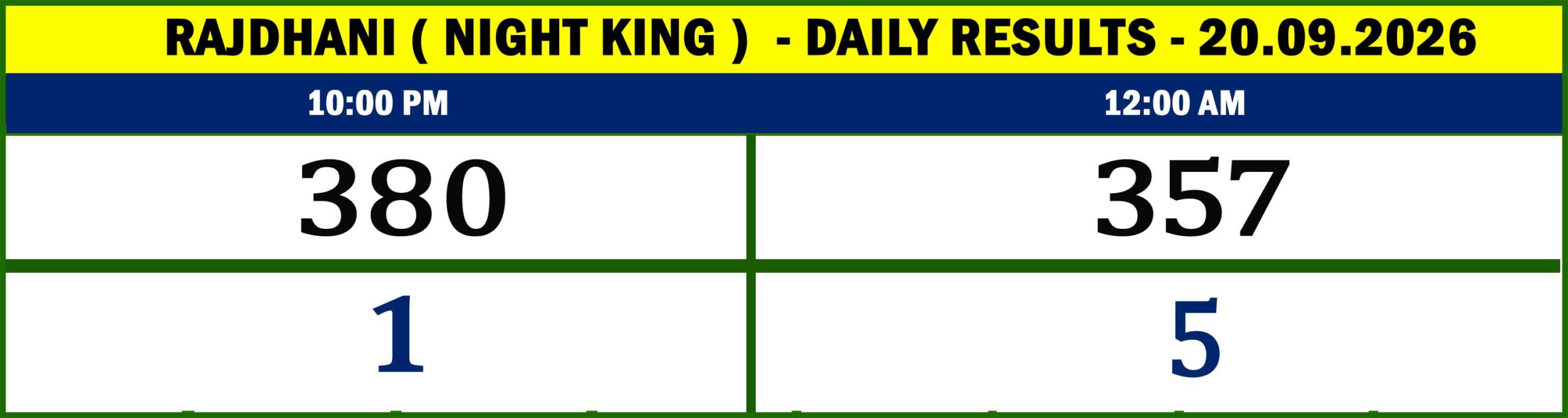 Night King Results-Sept-09-69
